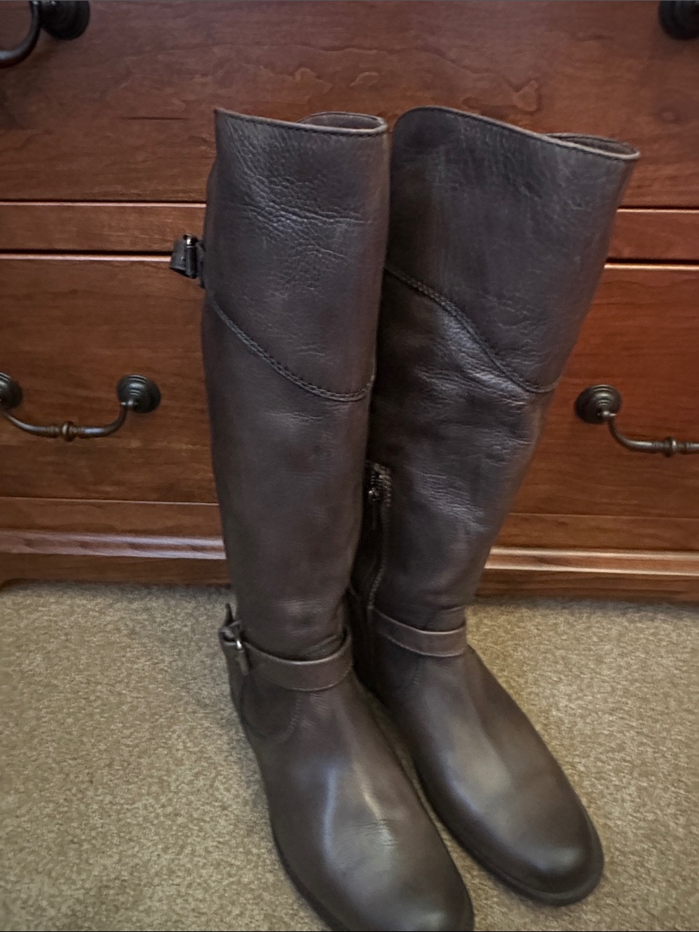 Women's Tall Leather Riding Boots in Dark Brown by FRYE